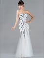 JC2452 Sequin Decor Prom Dress - White, Front View Thumbnail