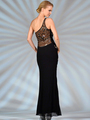 JC2501 One Shoulder Black Formal Evening Dress - Black, Back View Thumbnail