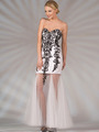 JC2511 Sweetheart Strapless Embroidery Evening Dress - Black White, Front View Thumbnail