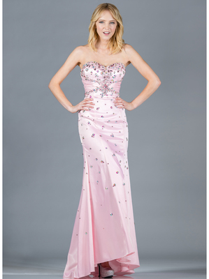 JC2512 Baby Pink Jeweled Prom Dress, Baby Pink