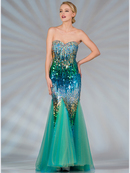 Blue and Green Sequin Mermaid Prom Dress