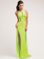 JC3227 Sheer Special Occasion Evening Dress - Neon Green, Front View Thumbnail