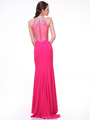 JC4179 Encrusted Halter Neck Formal Dress with Back Panel - Fuchsia, Back View Thumbnail