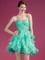 JC822 Sweetheart Layered Cocktail Dress - Mint, Front View Thumbnail