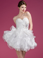JC822 Sweetheart Layered Cocktail Dress - Off White, Front View Thumbnail