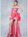 JC838 Coral Beaded Leopard Prom Dress - Coral Print, Front View Thumbnail