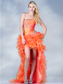 JC867 Layered Mesh High Low Prom Dress - Orange, Front View Thumbnail
