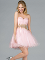 JC870 Jeweled Waist Party Dress - Pink, Front View Thumbnail