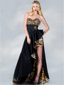 JC886 Black and Leopard Print Prom Dress - Black Leopard, Front View Thumbnail