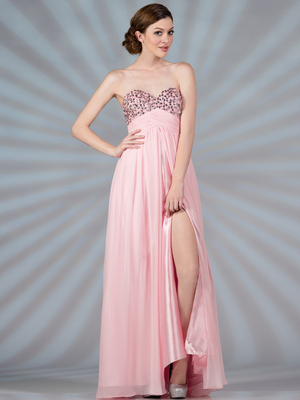 JC9003 Baby Pink Chiffon Evening Dress, Baby Pink