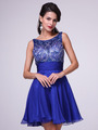 JC940 Beaded Sleeveless Short Prom Dress        - Royal Blue, Front View Thumbnail