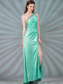 K5234 One Shoulder Jeweled Cut Out Prom Dress - Mint, Front View Thumbnail