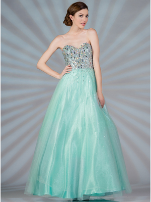 K5236 Mint Beaded Fairytale Prom Dress, Mint