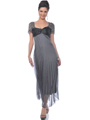 M1002 Charcoal Mother of the Bride Pleated Evening Dress - Charcoal, Front View Thumbnail