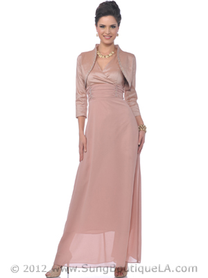 M1006 Dusty Rose MOB Evening Gown with Bolero, Dusty Rose