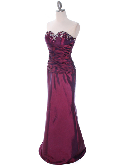 29591 Raspberry Taffeta Evening Gown with Bolero - Raspberry, Alt View Medium