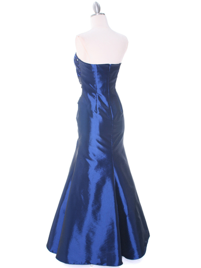 29283 Blue Taffeta Evening Gown - Blue, Back View Medium