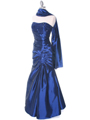 29283 Blue Taffeta Evening Gown - Blue, Alt View Thumbnail