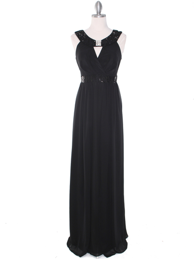 MB6090 Cleopatra Evening Dress - Black, Front View Medium