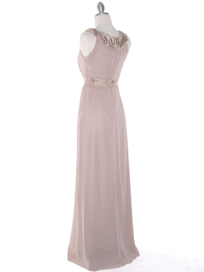 MB6090 Cleopatra Evening Dress - Taupe, Back View Medium