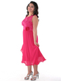 MB6105 Sleeveless Floral Cocktail Dress - Fuschia, Front View Thumbnail