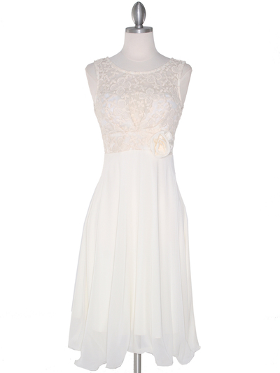 MB6105 Sleeveless Floral Cocktail Dress - Ivory, Front View Medium