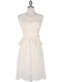 MB6138 Lace Peplum Cocktail Dress - Ivory, Front View Thumbnail