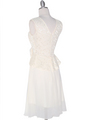 MB6138 Lace Peplum Cocktail Dress - Ivory, Back View Thumbnail