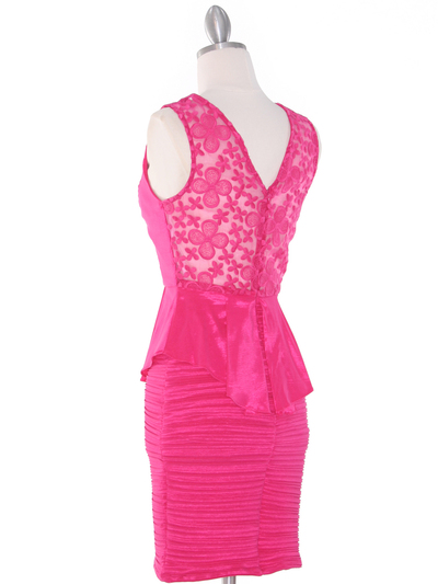 MB6151 Peplum Cocktail Dress - Pink, Back View Medium