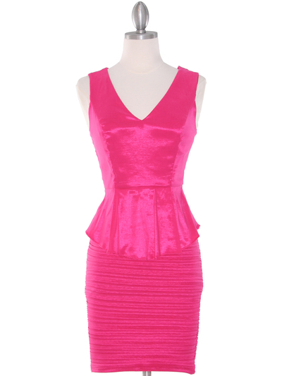 MB6151 Peplum Cocktail Dress - Pink, Front View Medium