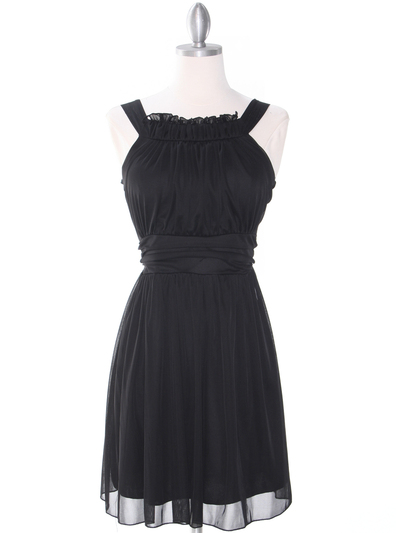 NB1077 High Neck Sleeveless Cocktail Dress - Black, Front View Medium