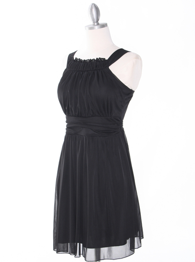NB1077 High Neck Sleeveless Cocktail Dress - Black, Alt View Medium