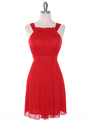 NB1077 High Neck Sleeveless Cocktail Dress - Red, Front View Thumbnail