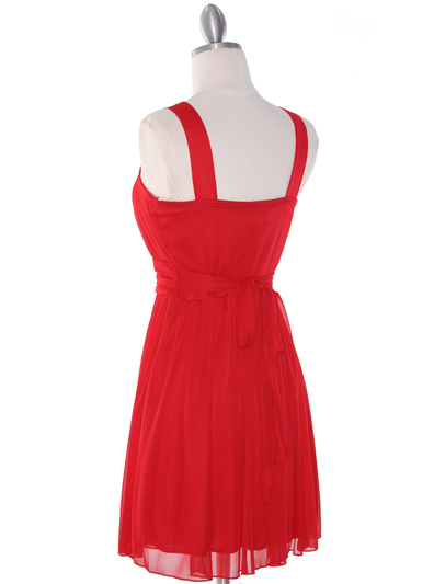 NB1077 High Neck Sleeveless Cocktail Dress - Red, Back View Medium