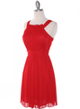 NB1077 High Neck Sleeveless Cocktail Dress - Red, Alt View Thumbnail