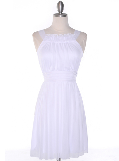 NB1077 High Neck Sleeveless Cocktail Dress - White, Front View Medium