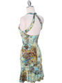 OD30153  Green Print Halter Casual Dress - Back Image