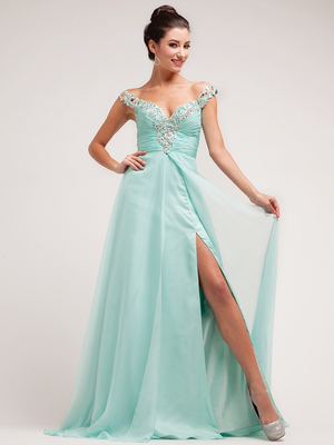 R2001 Mint Sexy and Plunge Evening Dress, Mint
