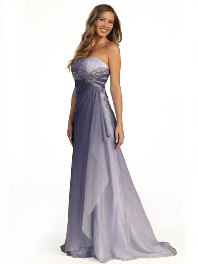 S30036 Dual Color Prom Dress - Purple, Front View Medium