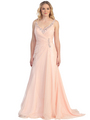 S30296 Sultry Sparkles Evening Dress - Peach, Front View Thumbnail