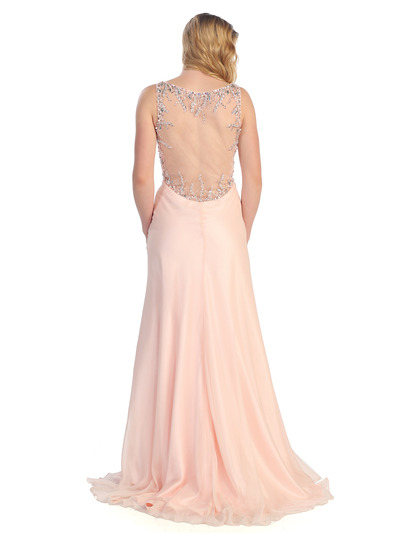 S30296 Sultry Sparkles Evening Dress - Peach, Back View Medium