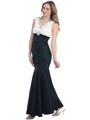 S8703-S Due-tone Mermaid Evening Dress - White Black, Front View Thumbnail