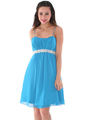 S8736 Chiffon Cocktail Dress - Teal, Front View Thumbnail