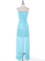 S8742 Chiffon and Satin Knot Evening Dress - Aqua, Front View Thumbnail