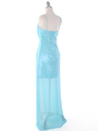 S8742 Chiffon and Satin Knot Evening Dress - Aqua, Back View Thumbnail