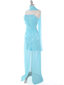 S8742 Chiffon and Satin Knot Evening Dress - Aqua, Alt View Thumbnail