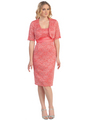 S8752 Formal Cocktail Dress with Bolero - Coral, Front View Thumbnail