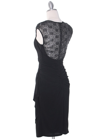 S8764 Cap Sleeve Little Black Dress - Black, Back View Medium