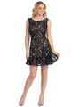 S8773 Flirty Peplum Party Dress - Black Gold, Front View Thumbnail