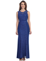 S8804 Sleeveless Lace Evening Dress - Royal Blue, Front View Thumbnail